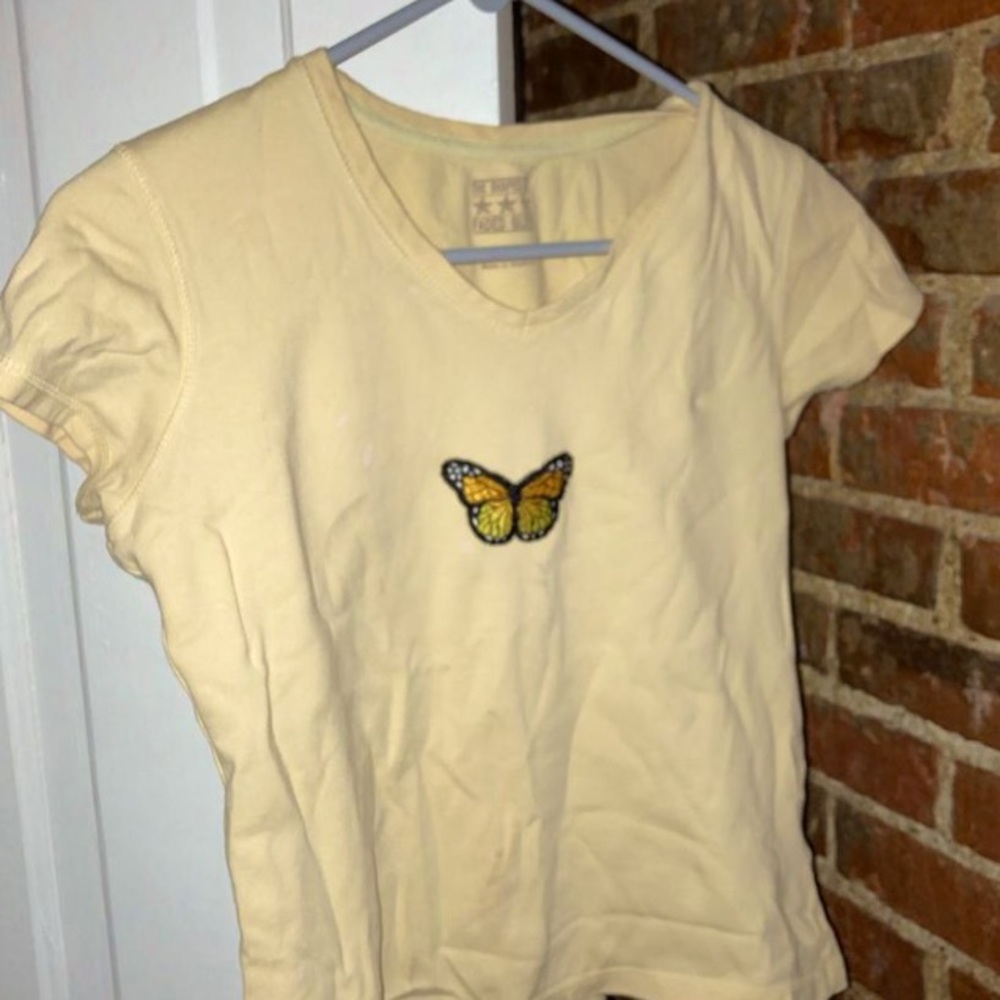 Yellow butterfly Embroidered Tee